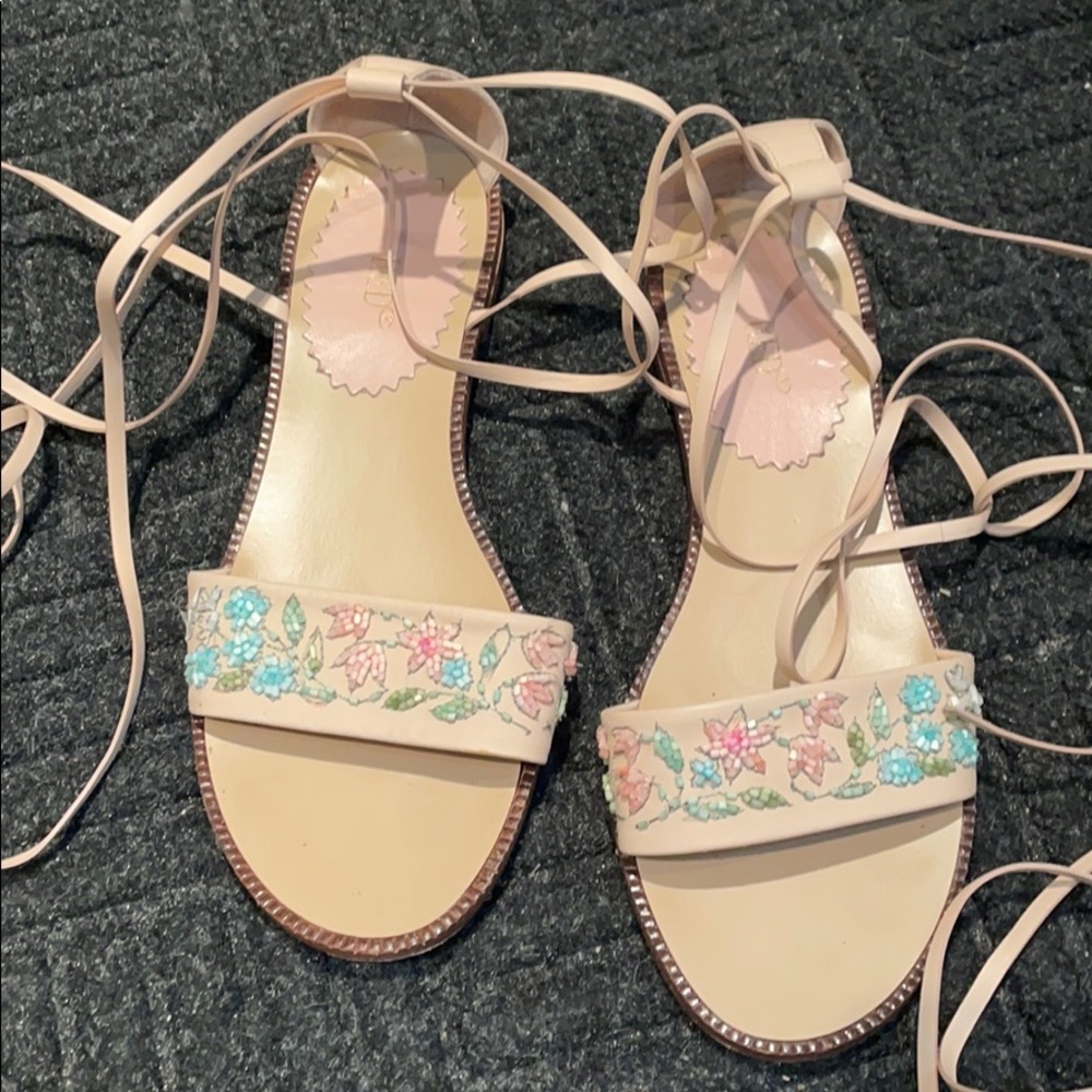 Red Valentino tie up sandals with beading